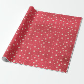 Sneeuwvlokken op rood cadeaupapier (Uitgerold)