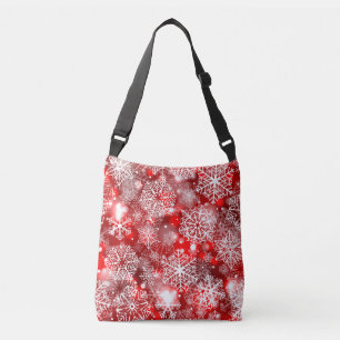 Sneeuwvlokken op rood crossbody tas