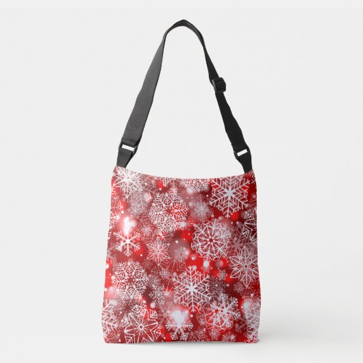 Sneeuwvlokken op rood crossbody tas (Voorkant)
