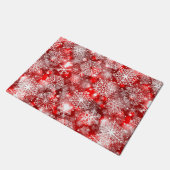 Sneeuwvlokken op rood deurmat (Schuin)