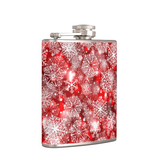 Sneeuwvlokken op rood heupfles (Rechts)