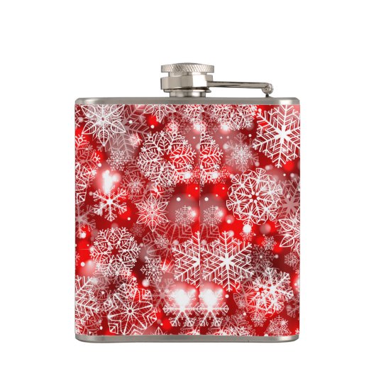 Sneeuwvlokken op rood heupfles (Achterkant)