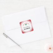 Sneeuwvlokken op rood, Kerstmis bakken Vierkante Sticker (Envelop)