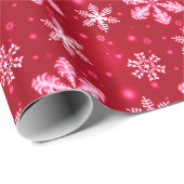 Sneeuwvlokken op rood kerstpapier cadeaupapier (Rol Hoek)