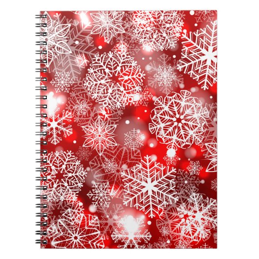 Sneeuwvlokken op rood notitieboek (Voorkant)