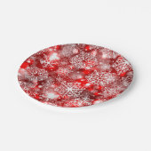Sneeuwvlokken op rood papieren bordje (Gekanteld)