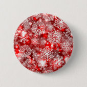 Sneeuwvlokken op rood ronde button 5,7 cm (Voorkant)