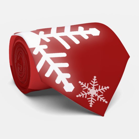 Sneeuwvlokken op rood stropdas (Opgerold)