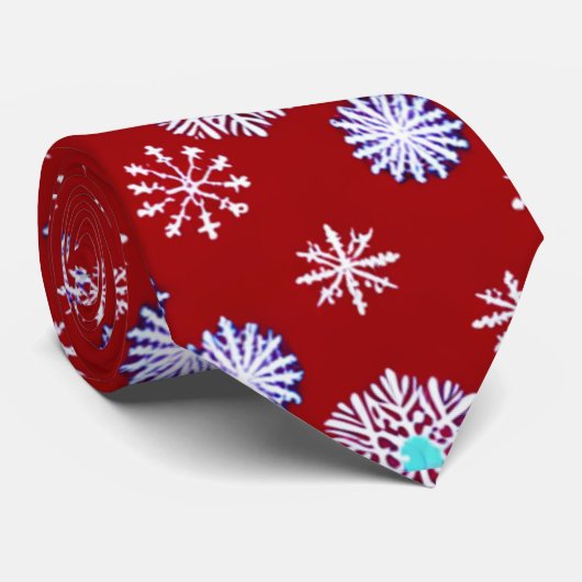  sneeuwvlokken op rood stropdas (Opgerold)