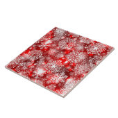 Sneeuwvlokken op rood tegeltje (Zijkant)