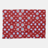  sneeuwvlokken op rood theedoek (Horizontaal)