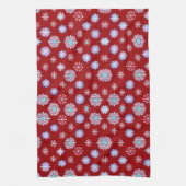  sneeuwvlokken op rood theedoek (Verticaal)
