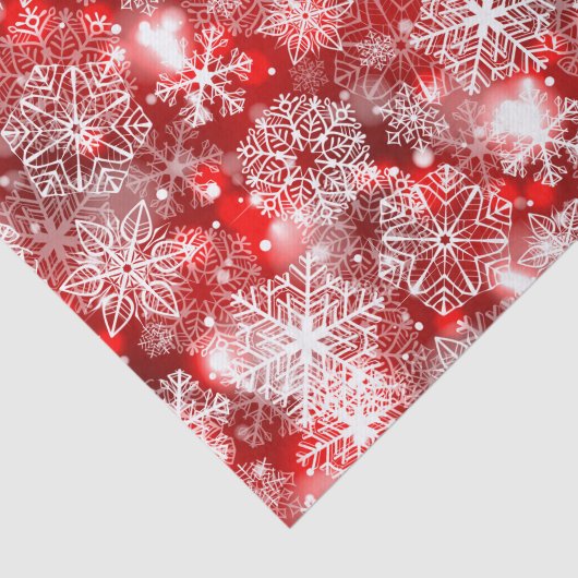 Sneeuwvlokken op rood tissuepapier (Detail)