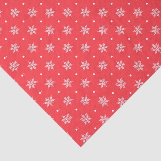 Sneeuwvlokken op rood tissuepapier (Detail)