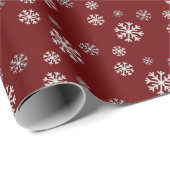 Sneeuwvlokken op rood verpakkingspapier cadeaupapier (Rol Hoek)