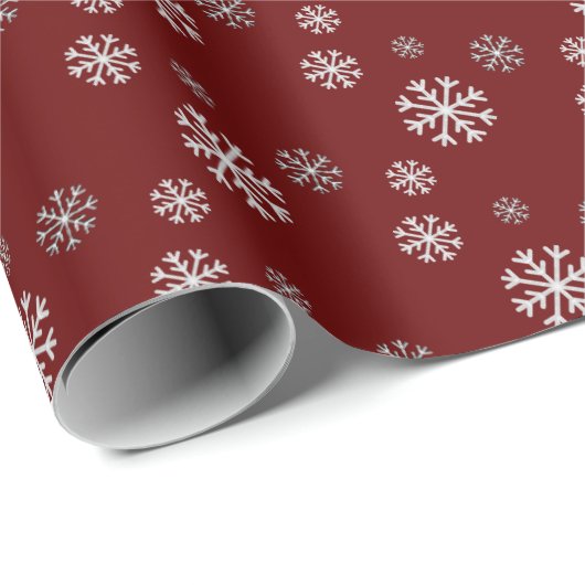 Sneeuwvlokken op rood verpakkingspapier cadeaupapier (Rol Hoek)