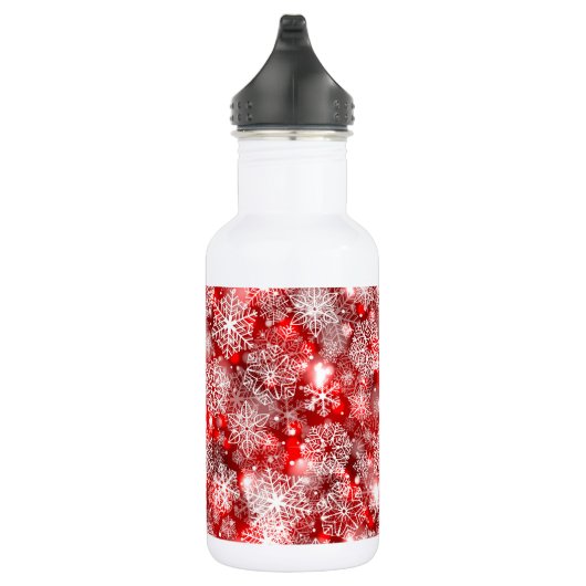 Sneeuwvlokken op rood waterfles  (Rechts)