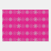 Sneeuwvlokken op Roze Verpakking Papier Bladset Inpakpapier Vel (Voorkant 3)