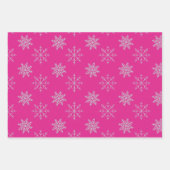 Sneeuwvlokken op Roze Verpakking Papier Bladset Inpakpapier Vel (Voorkant)