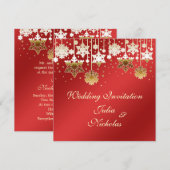 Sneeuwvlokken op uitnodiging van het rode huwelijk (Voorkant / Achterkant)