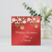 Sneeuwvlokken op uitnodiging van het rode huwelijk (Staand voorkant)