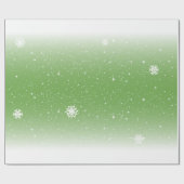 Sneeuwvlokken op Verloop Groen en Wit Cadeaupapier (Vlak)