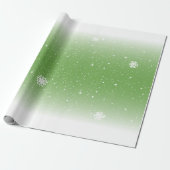Sneeuwvlokken op Verloop Groen en Wit Cadeaupapier (Uitgerold)