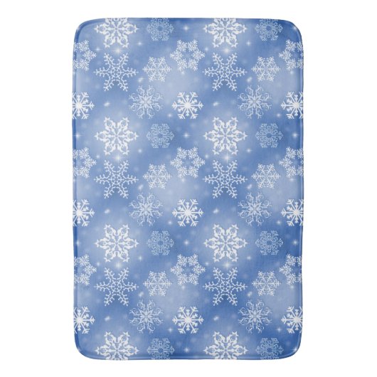 Sneeuwvlokken op winterblauw badmat (Voorkant Verticaal)