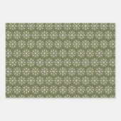 Sneeuwvlokken op witte en groene achtergrond Kerst Inpakpapier Vel (Voorkant 3)