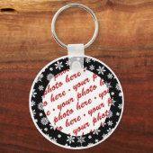 Sneeuwvlokken op zwart achtergrondfoto-Lijst Sleutelhanger (Voorkant)