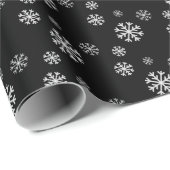 Sneeuwvlokken op zwart omslagpapier cadeaupapier (Rol Hoek)