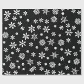 Sneeuwvlokken op zwarte achtergrond cadeaupapier (Vlak)