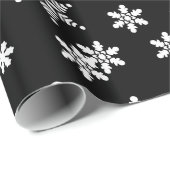 Sneeuwvlokken op zwarte achtergrond cadeaupapier (Rol Hoek)