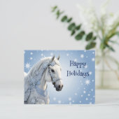 Sneeuwvlokken Paard Vakantie Kerstmis Briefkaart (Staand voorkant)