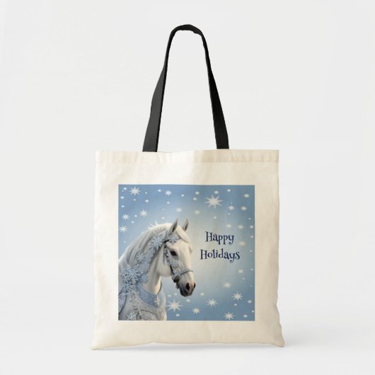 Sneeuwvlokken Paard Vakantie Kerstmis Canvas tas (Voorkant)