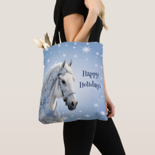 Sneeuwvlokken Paard Vakantie Kerstmis Canvas tas