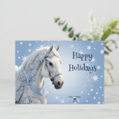Sneeuwvlokken Paard Vakantie Kerstmis Kaart (Staand voorkant)