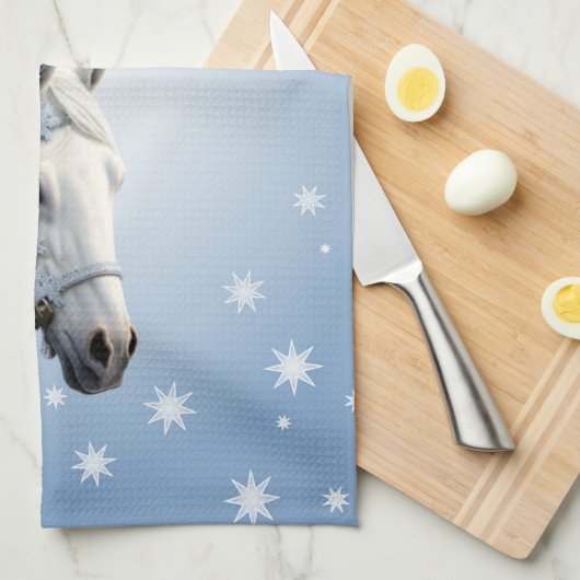 Sneeuwvlokken Paard Vakantie Kerstmis Keuken Handd Theedoek (Quarter Fold)