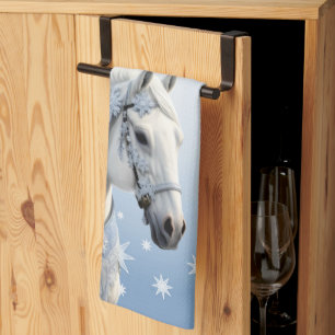 Sneeuwvlokken Paard Vakantie Kerstmis Keuken Handd Theedoek