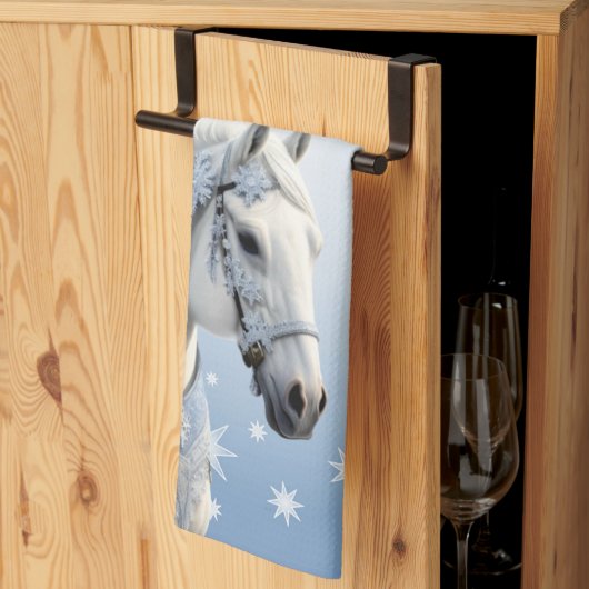 Sneeuwvlokken Paard Vakantie Kerstmis Keuken Handd Theedoek (Derde Gevouwen)