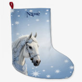 Sneeuwvlokken Paard Vakantie Kerstmis Kous Grote Kerstsok (Voorkant)