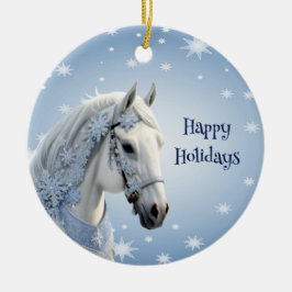 Sneeuwvlokken Paard Vakantie Kerstmis Ornament