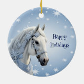 Sneeuwvlokken Paard Vakantie Kerstmis Ornament (Achterkant)