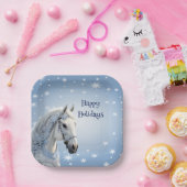 Sneeuwvlokken Paard Vakantie Kerstmis Papier Bord (Feest)
