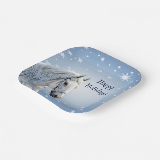 Sneeuwvlokken Paard Vakantie Kerstmis Papier Bord (Gebogen)