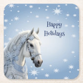 Sneeuwvlokken Paard Vakantie Kerstmis Papier Onder Kartonnen Onderzetters (Voorkant)