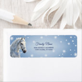 Sneeuwvlokken Paard Vakantie Kerstmis Retouradres Etiket (Insitu)
