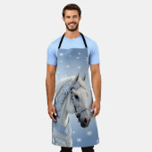 Sneeuwvlokken Paard Vakantie Kerstmis Schort (Gedragen)