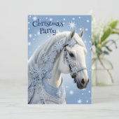 Sneeuwvlokken Paard Vakantie Kerstmis Uitnodiging (Staand voorkant)