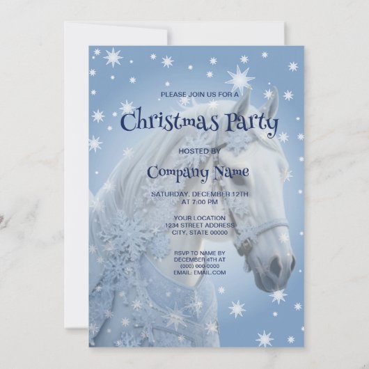Sneeuwvlokken Paard Vakantie Kerstmis Uitnodiging (Achterkant)